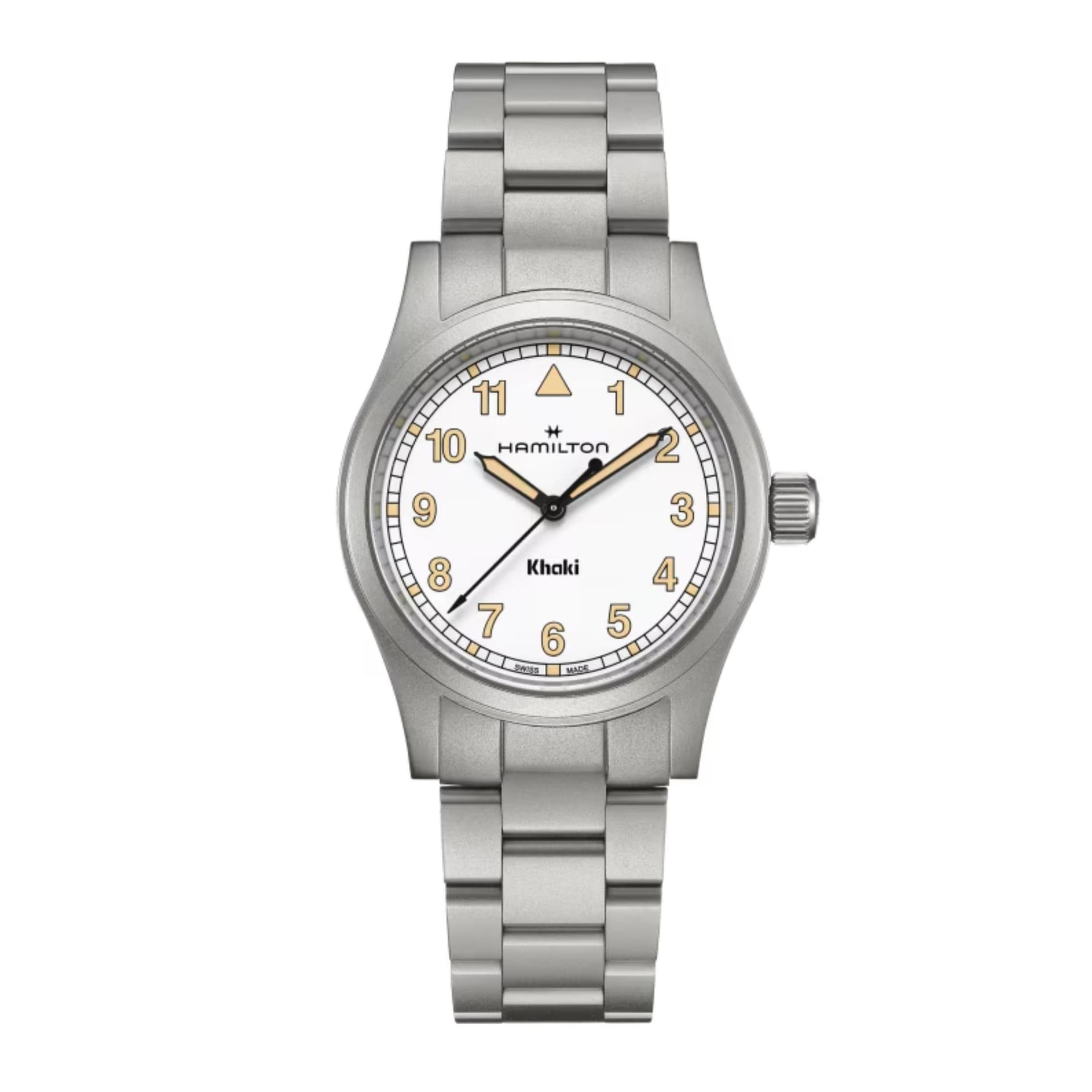 Hamilton Montre Hamilton Khaki Field quartz cadran blanc bracelet acier 38 mm