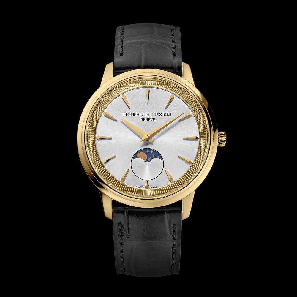 Frédérique Constant Montre Frédérique Constant Moneta Moonphase Quartz Cadran Argent Bracelet Cuir - FC-206S3S5