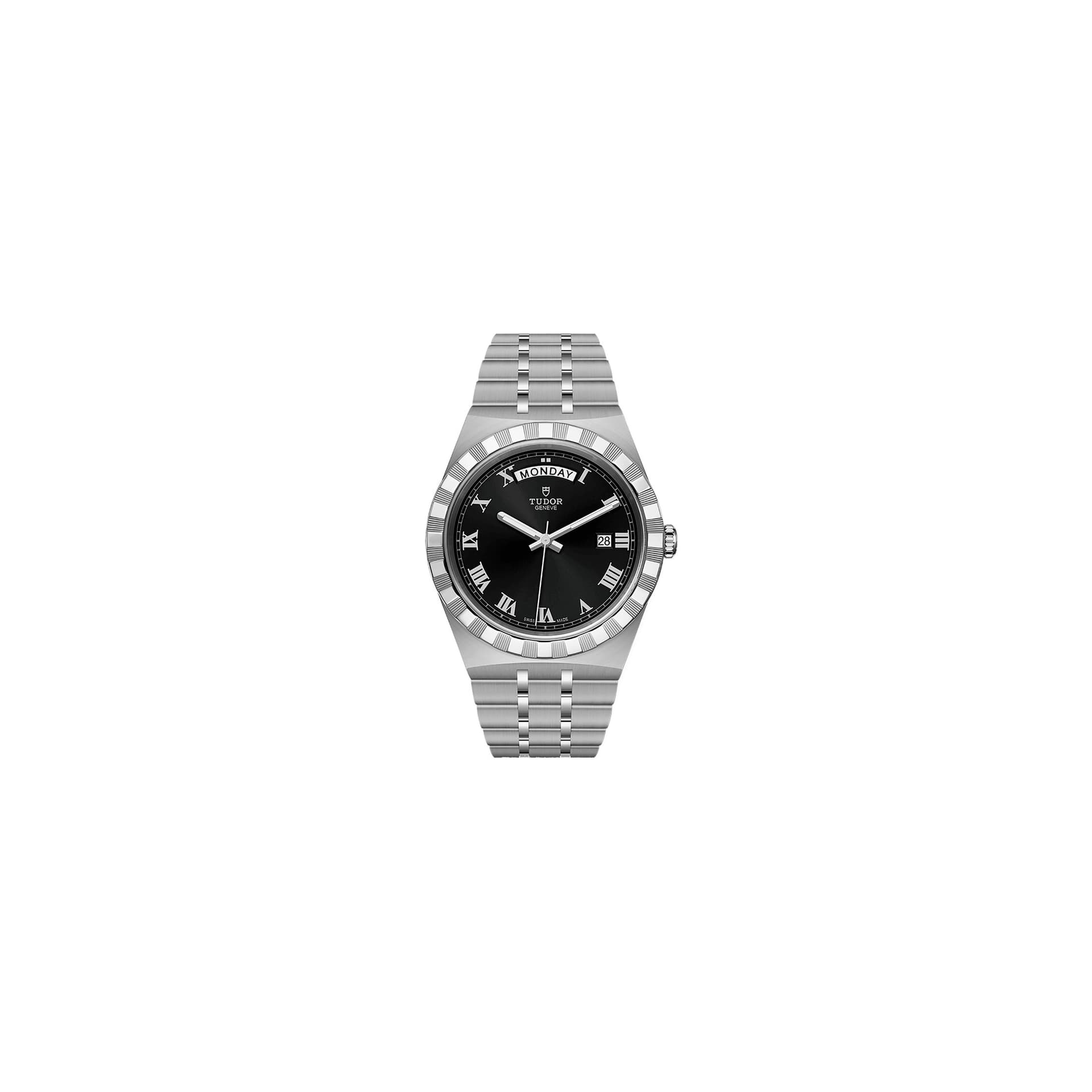 Tudor Montre Tudor Royal automatique index chiffres romains cadran noir bracelet acier 41 mm