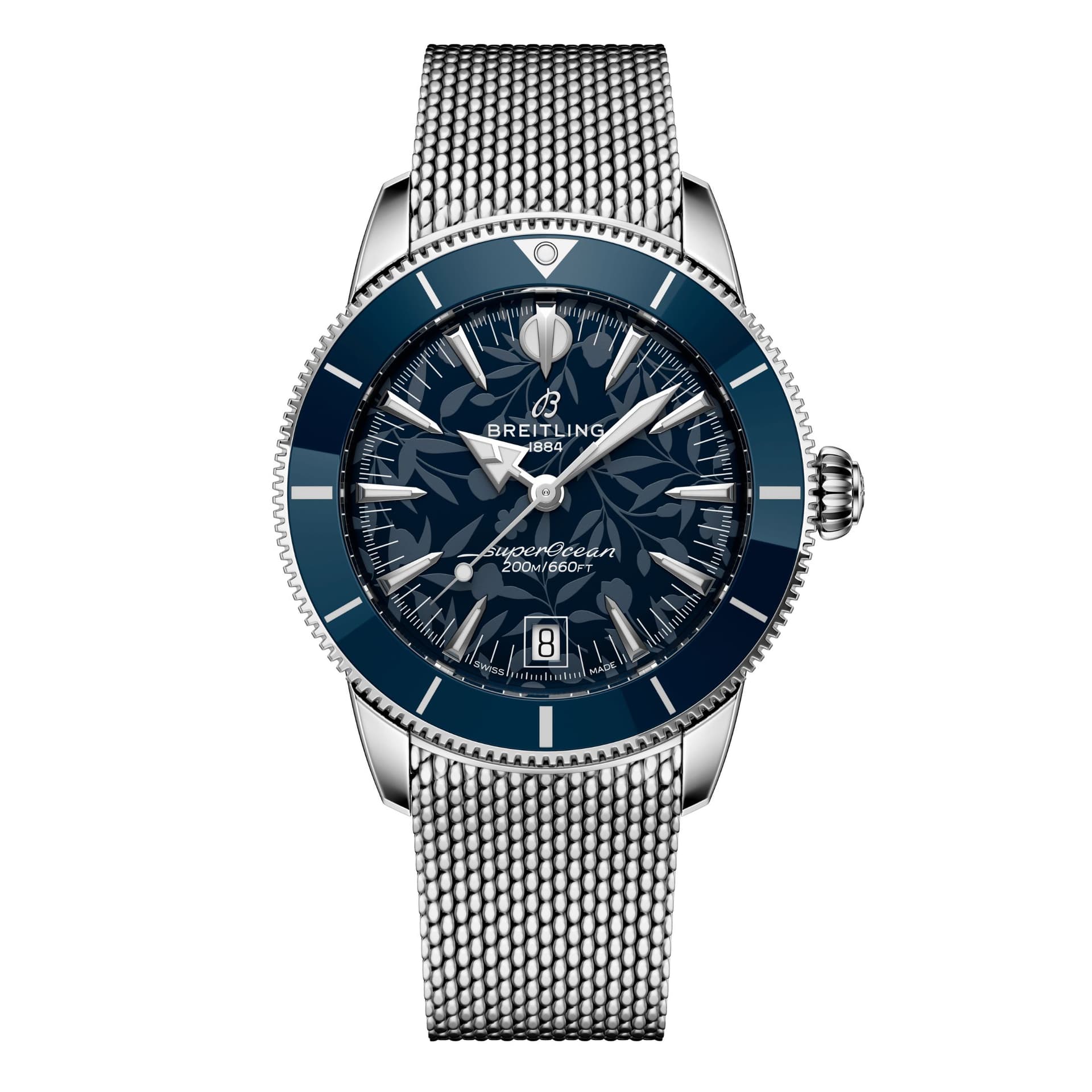Breitling Montre Breitling Superocean Heritage B31 "Kelly Slater" automatique cadran bleu bracelet maille milanaise 40 mm