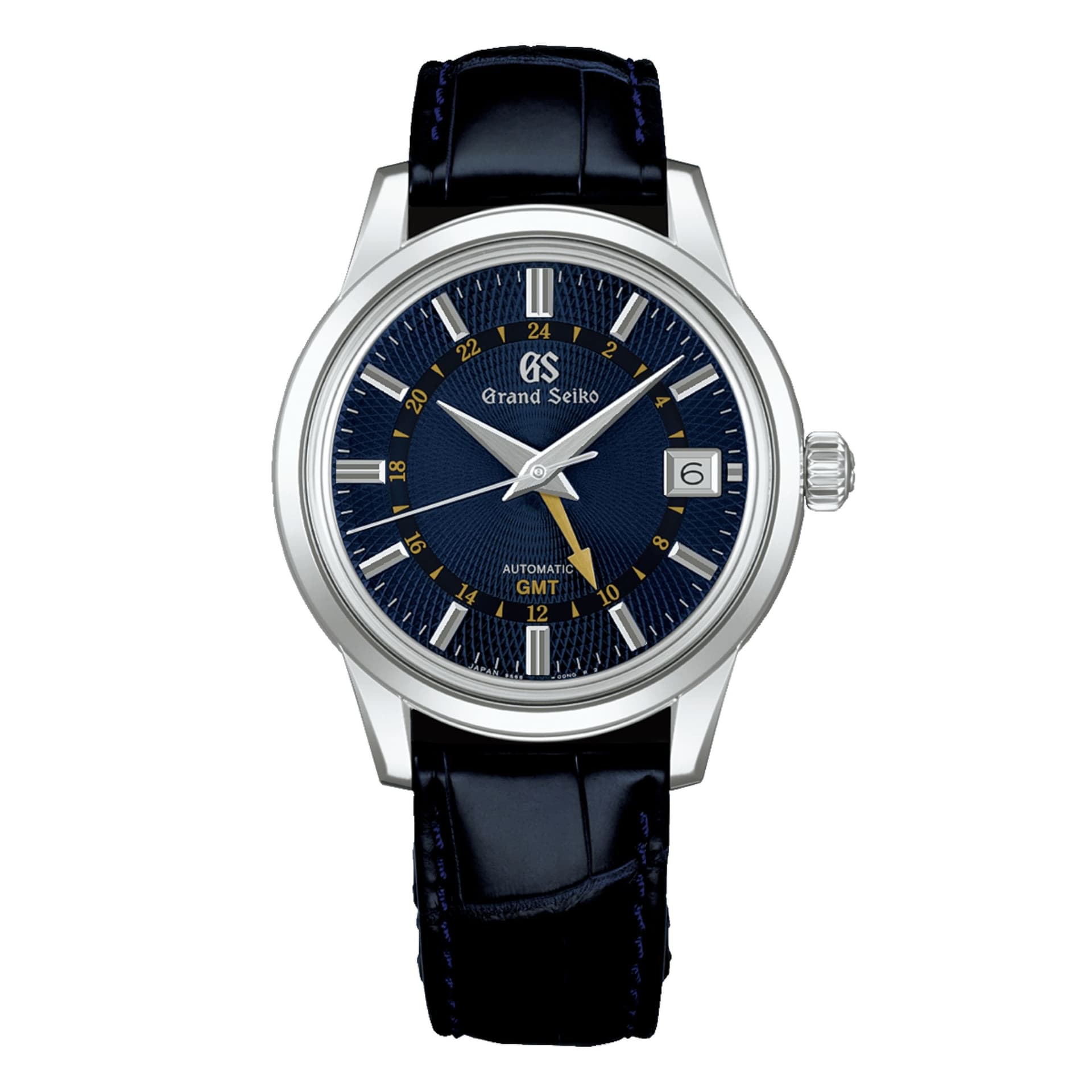 Grand Seiko Montre Grand Seiko Elegance "Moondrop" automatique GMT cadran bleu bracelet cuir 39,5 mm