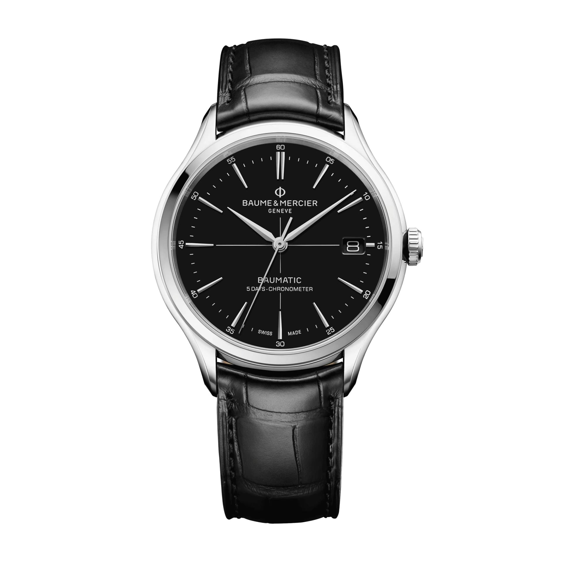Baume & Mercier Montre Baume et Mercier Classima COSC automatique cadran noir bracelet cuir noir 40 mm