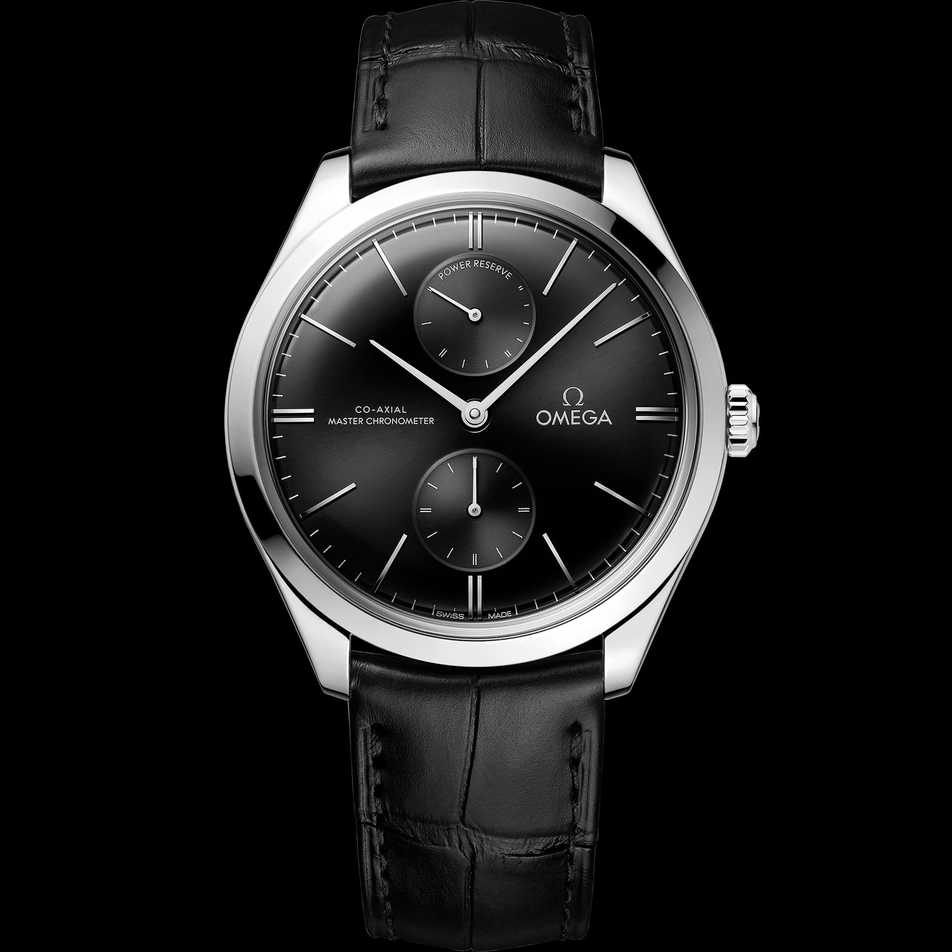 Omega De Ville 40 mm, acier sur bracelet en cuir