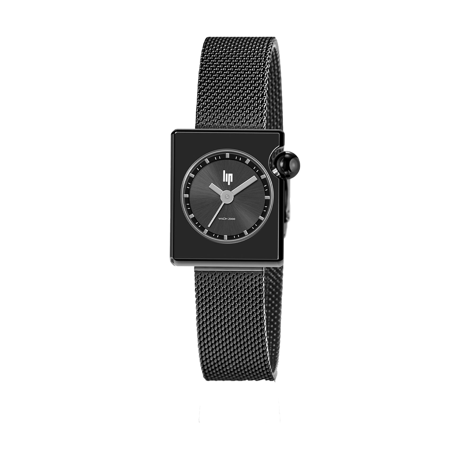 Lip Montre Lip Mach 2000 Mini - - cadran Noir- 30 x 28 mm - Acier et PVD -671391