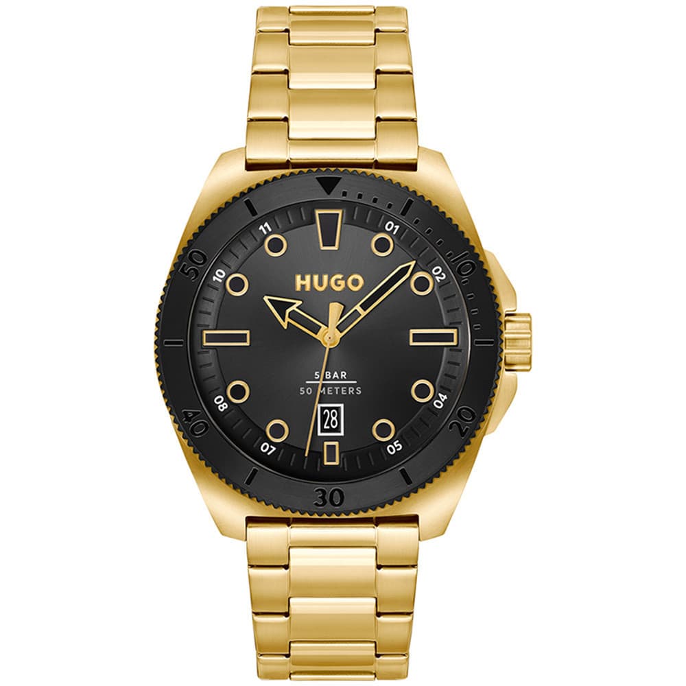 Hugo Montre Hugo Collection #Visit en Acier et PVD Doré