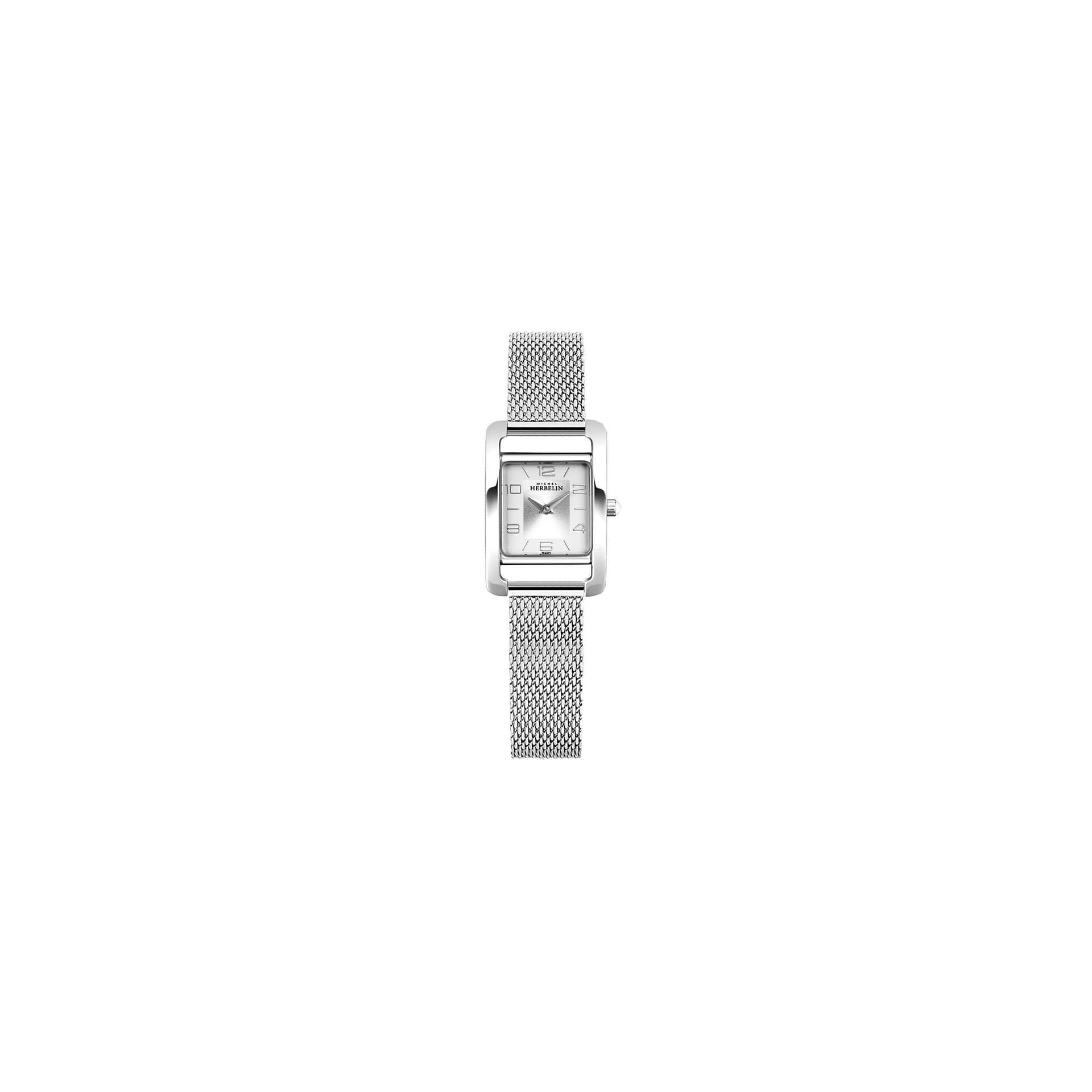 Michel Herbelin Montre Michel Herbelin 5ème Avenue quartz cadran argenté bracelet acier maille milanaise