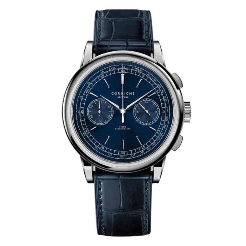Corniche Montre Heritage Chronograph Steel with Blue dial