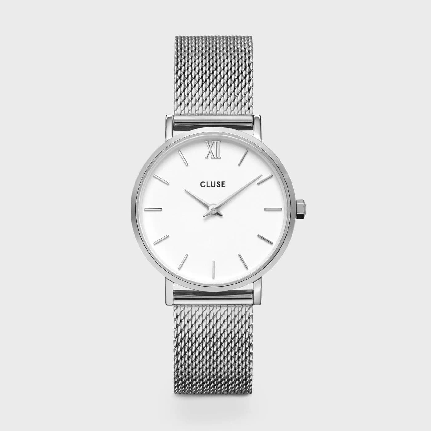 Cluse Minuit Watch Mesh, White, Silver Colour