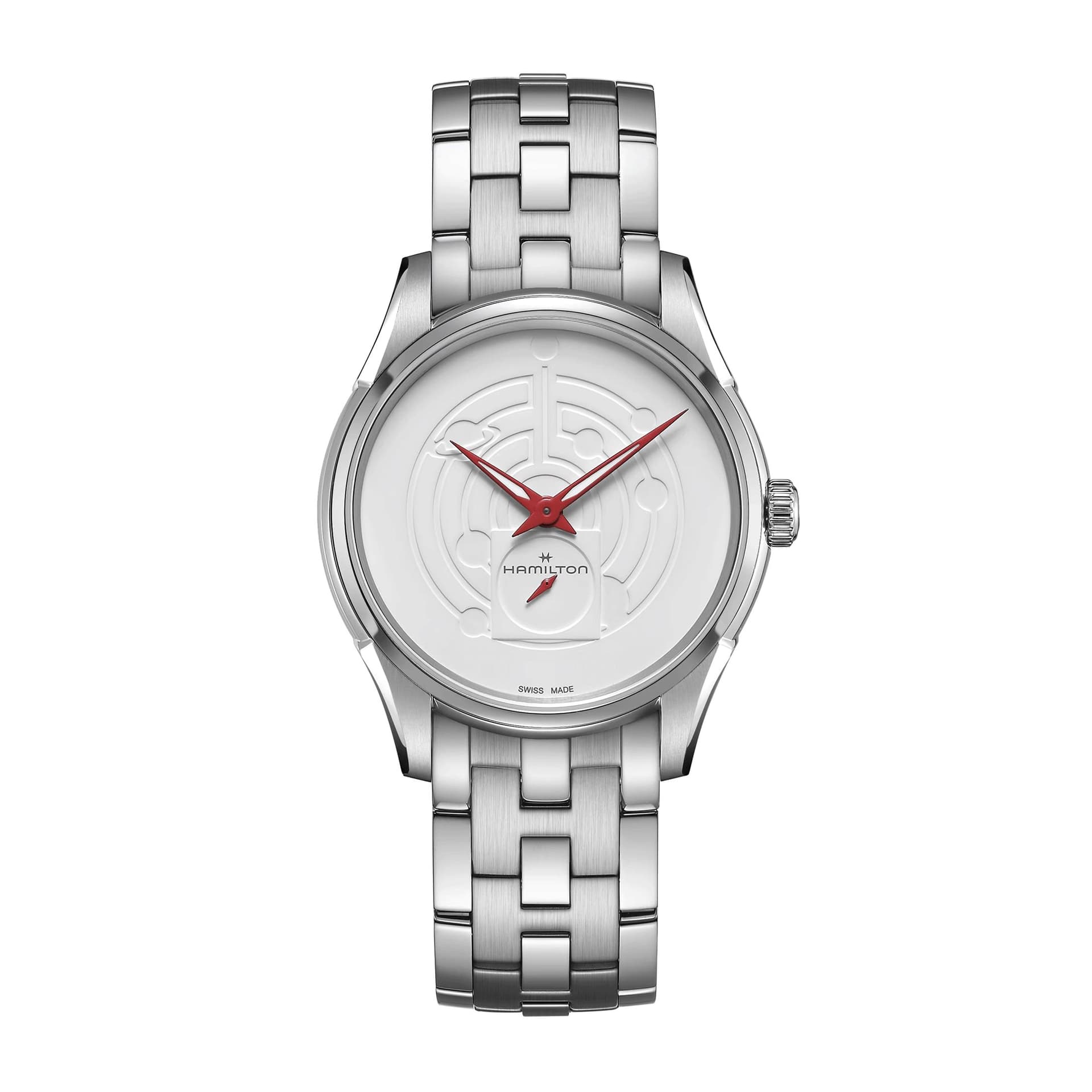 Hamilton Montre Hamilton Jazzmaster Thinline Special Edition quartz cadran blanc bracelet acier 40 mm
