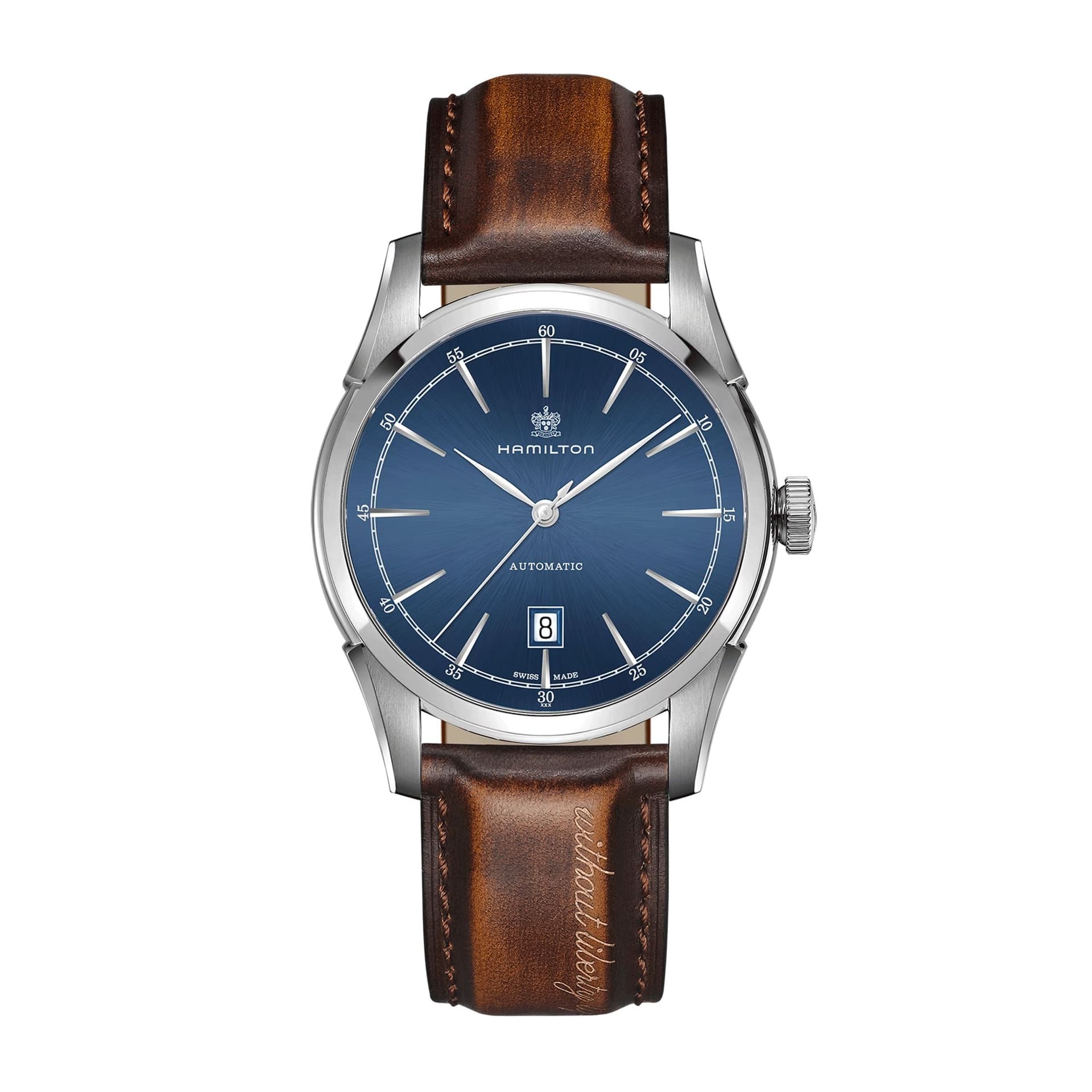 Hamilton Montre Hamilton American Classic Spirit of Liberty Automatique Cadran Bleu Bracelet Cuir 42 mm