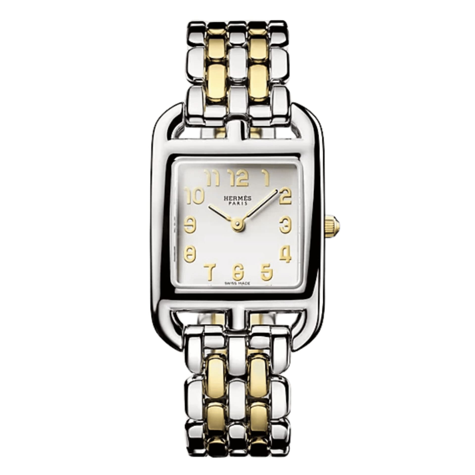 Hermès Montre HERMÈS Cape Cod Petit Modèle quartz cadran argenté bracelet acier &amp; or jaune 31 mm