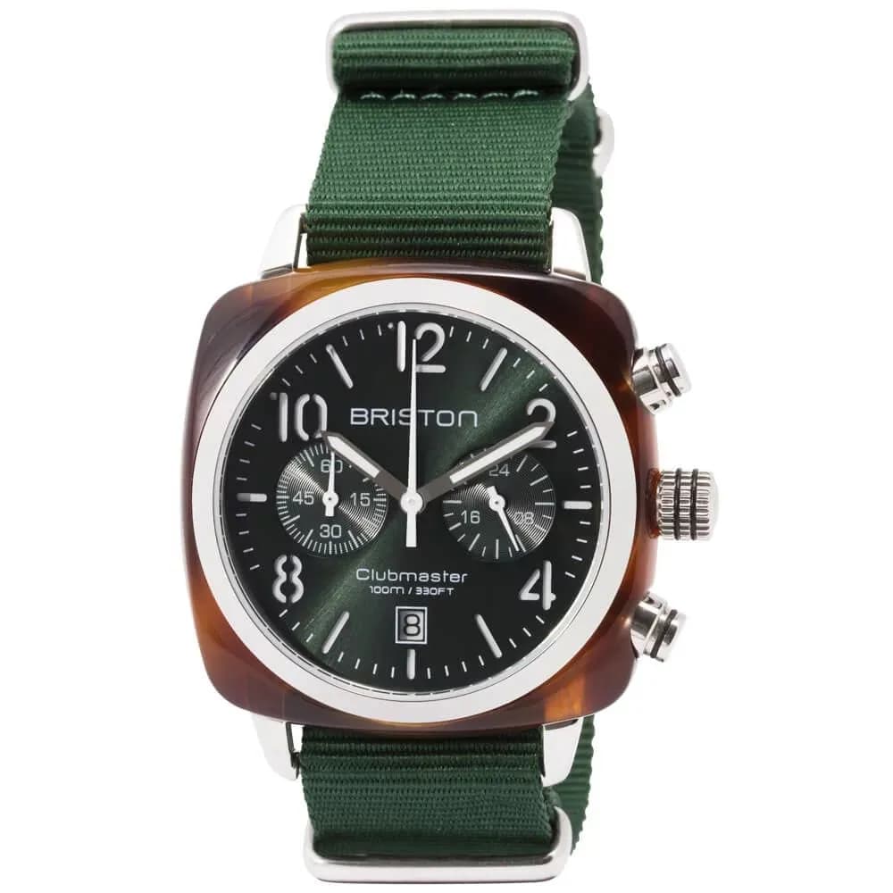 Briston Montre Briston Clubmaster Classic Acétate Bracelet Nato Vert Anglais