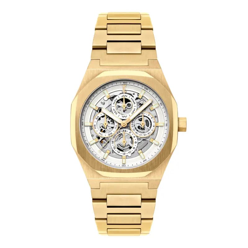Thomas Earnshaw Montre Discovery Drake Triple Calendar Skeleton Automatic Cloudy Gold ES-8308-55