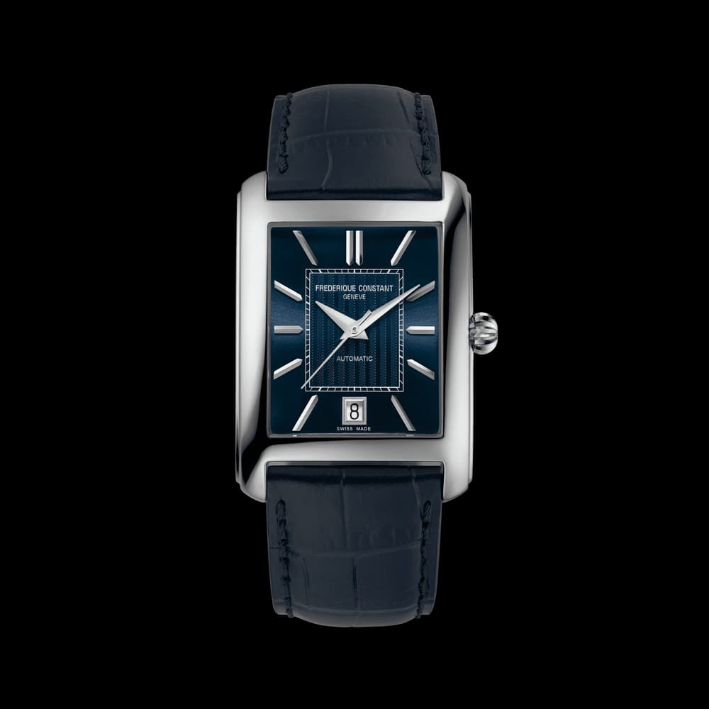 Frédérique Constant Montre Frédérique Constant Classics Carrée Automatique Automatique Cadran Bleu foncé Bracelet Cuir - FC-303N4C26
