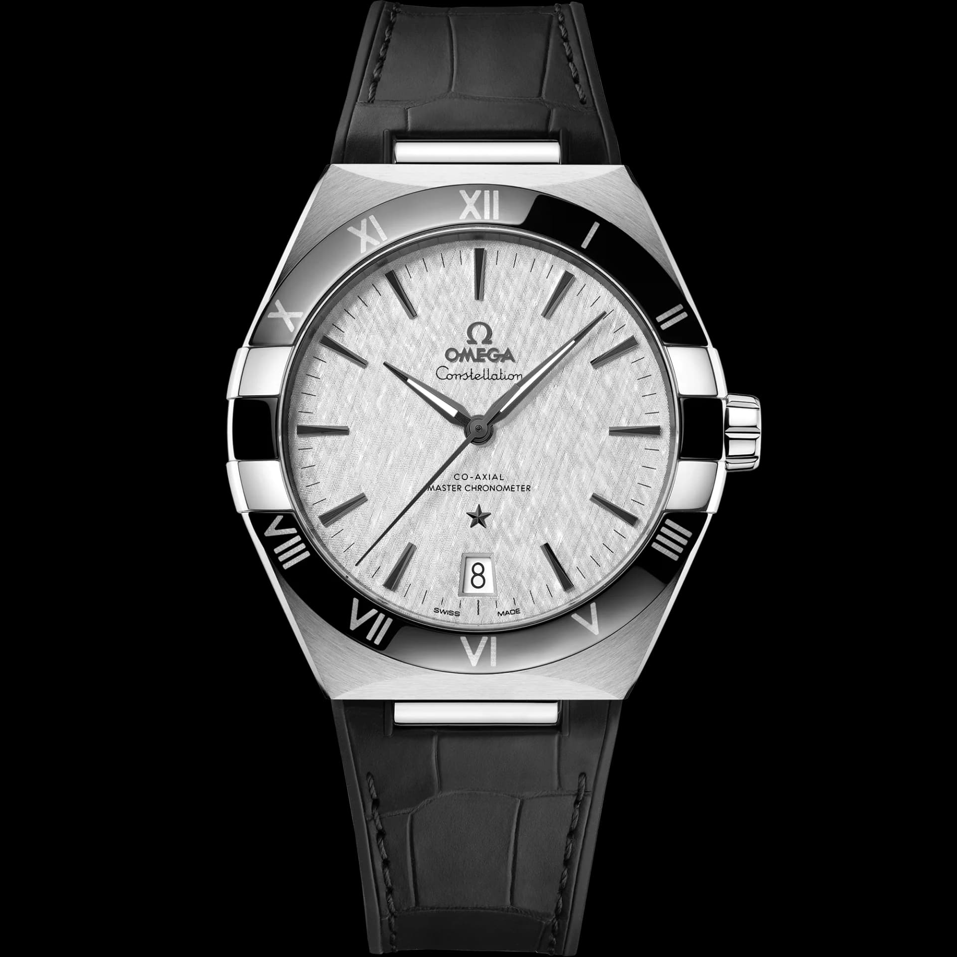 Omega Constellation 41 mm, acier sur bracelet en cuir