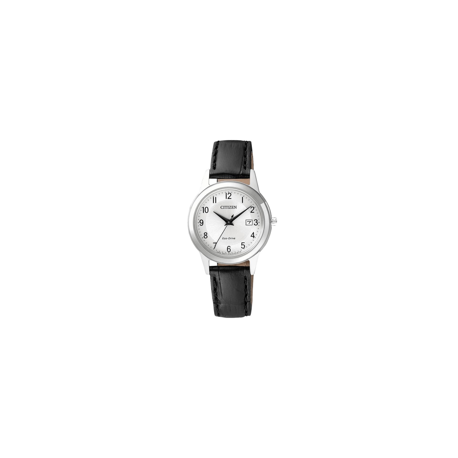 Citizen Montre Citizen Sports Ladies Eco-Drive cadran argenté bracelet cuir noir 29,5 mm