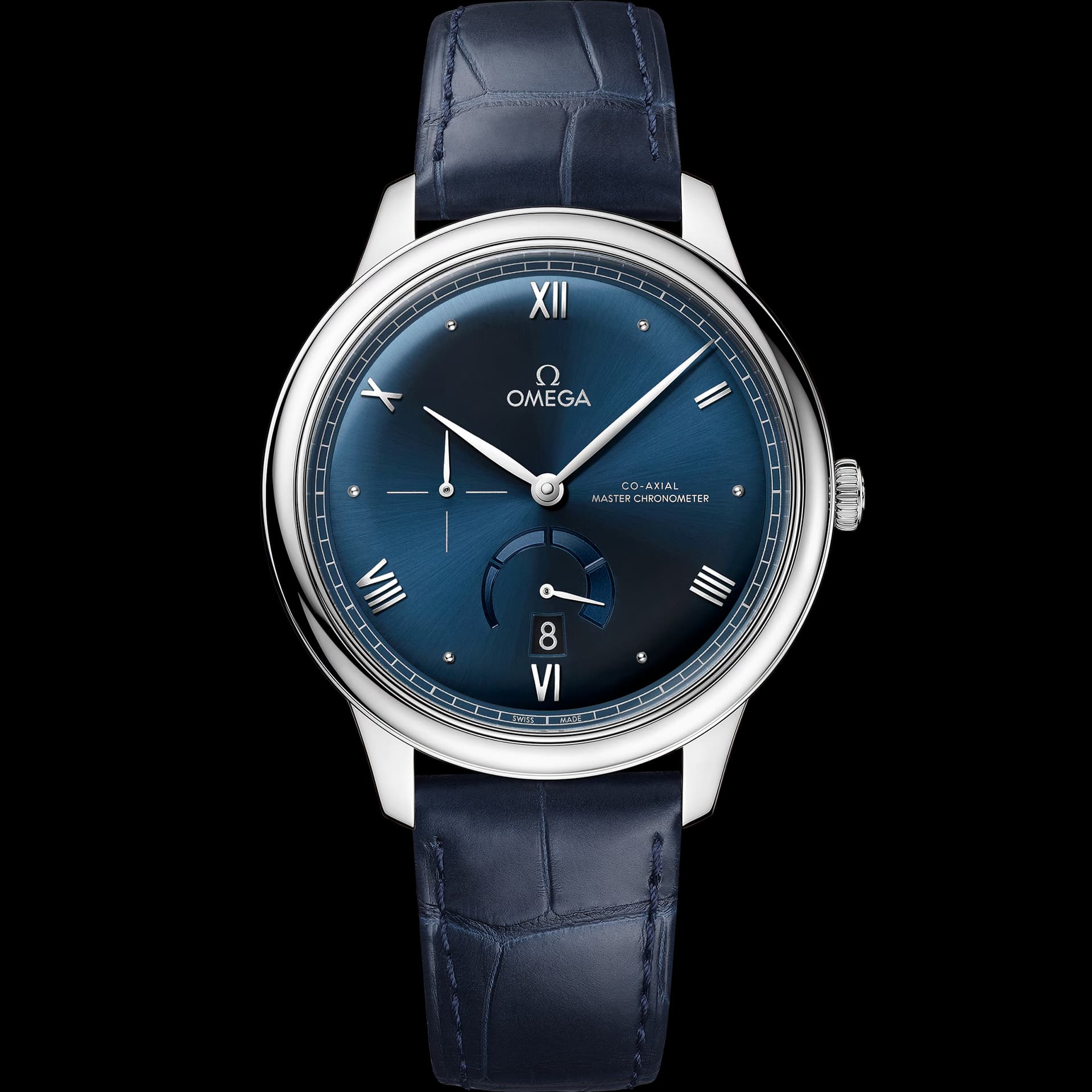 Omega De Ville 41 mm, acier sur bracelet en cuir