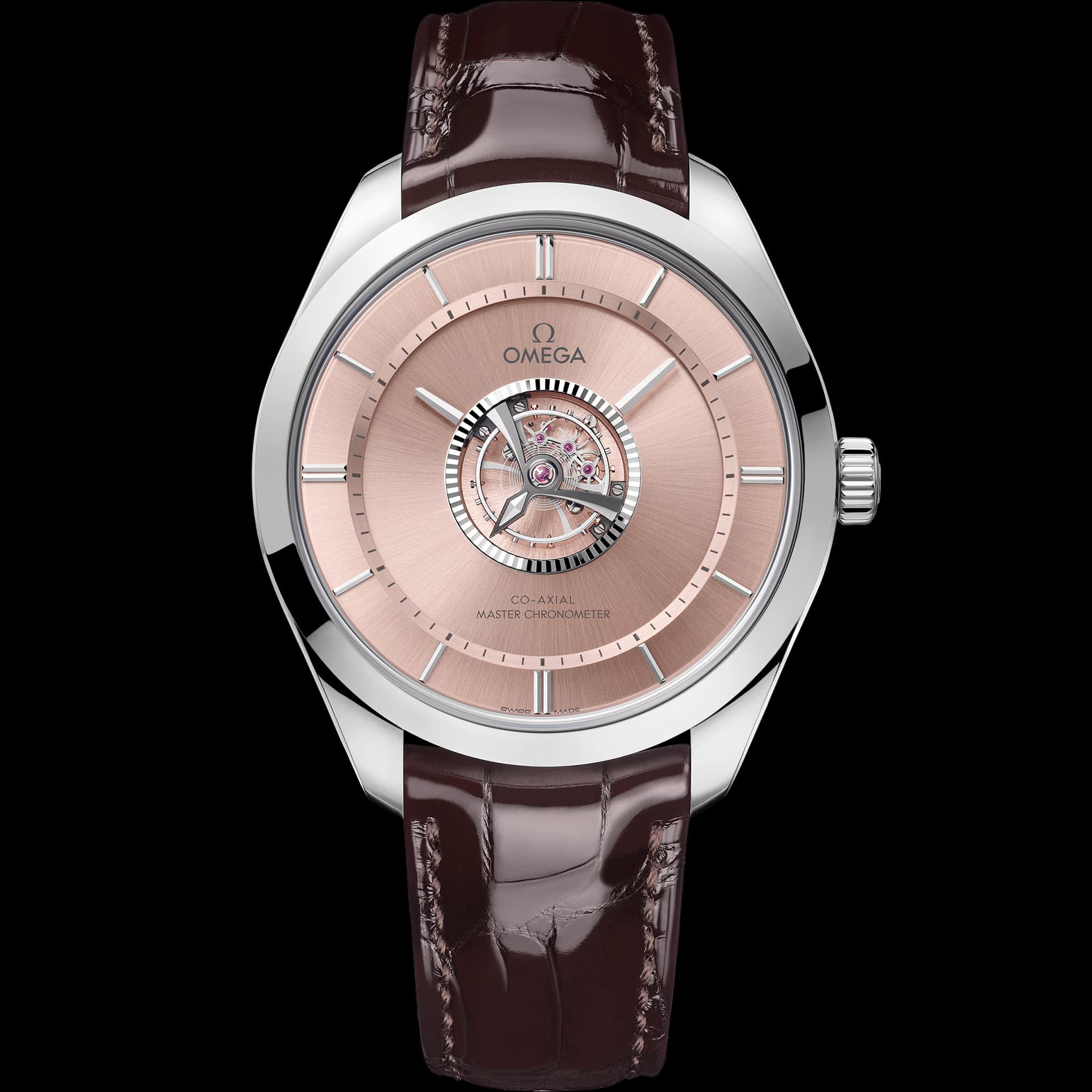 Omega De Ville 43 mm, Canopus Gold™ sur bracelet en cuir