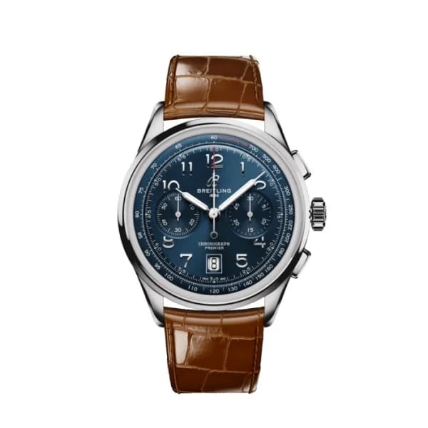 Breitling Montre Breitling Premier B01 Chronographe 42 Cadran Bleu Bracelet Cuir
