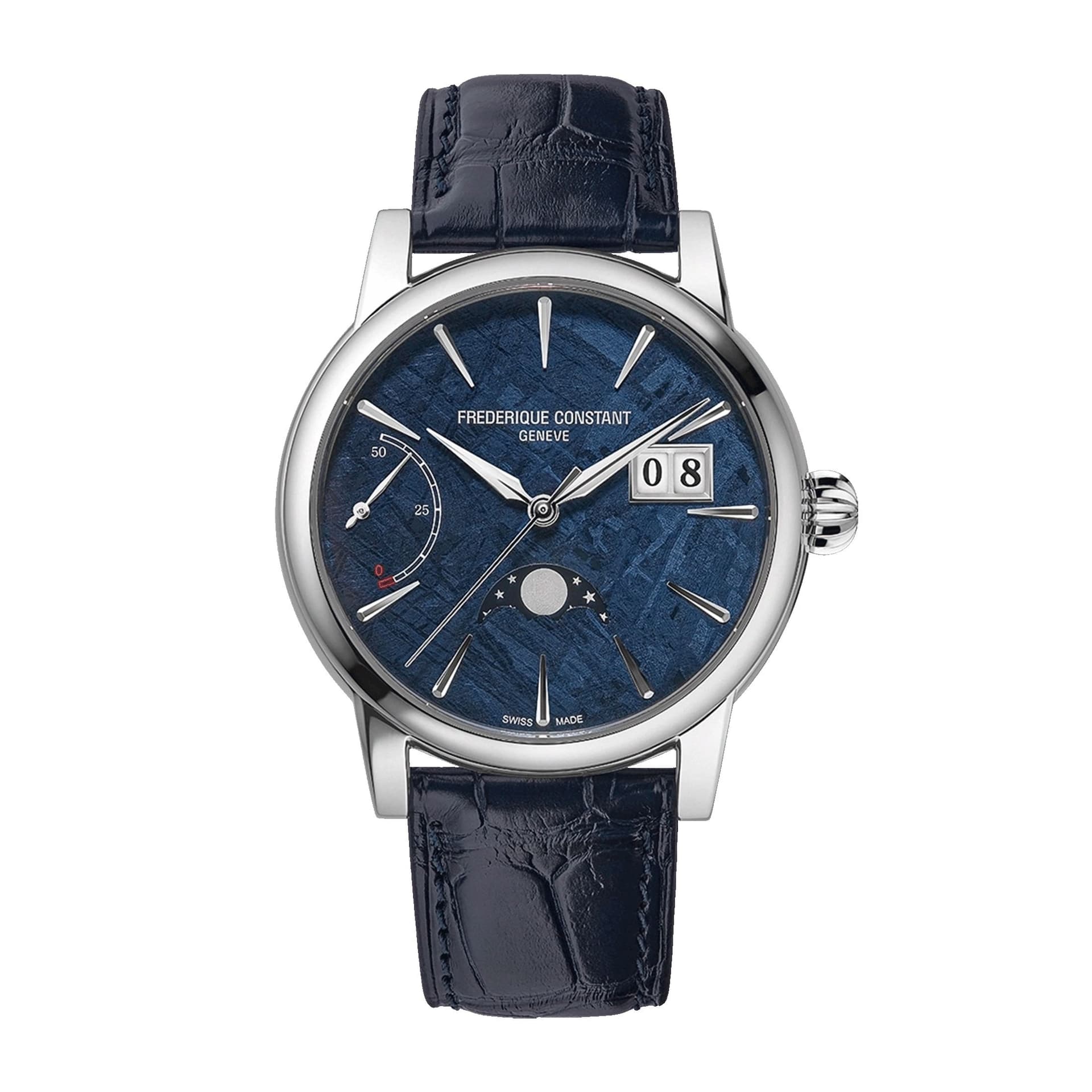 Frédérique Constant Montre Frédérique Constant Manufacture Classic Power Reserve Big Date platine automatique cadran météorite bracelet cuir 40 mm