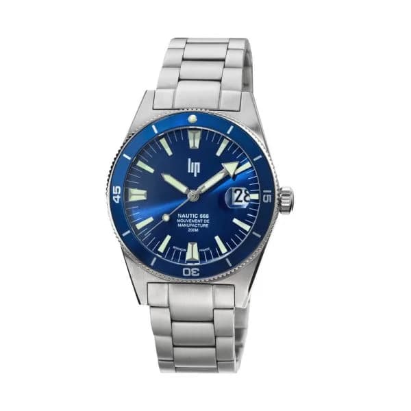 Lip Montre Lip Nautic 666 Automatique - manufacture - Homme - cadran Bleu- 39 mm - Acier inoxydable- 676052