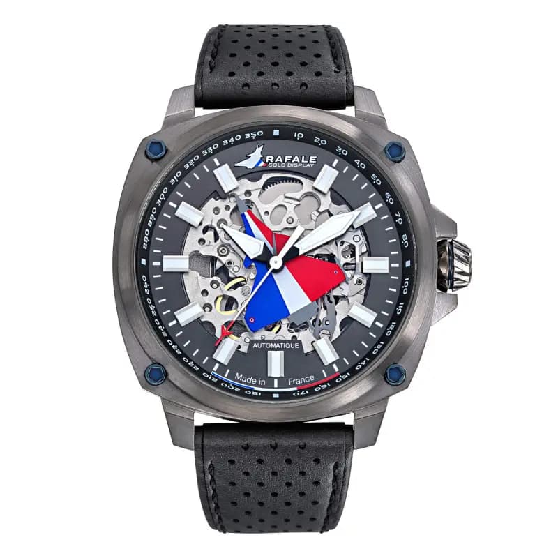 Patrouille de France Montre Rafale Solo Display PILOTE Automatique Cuir Noir 666037