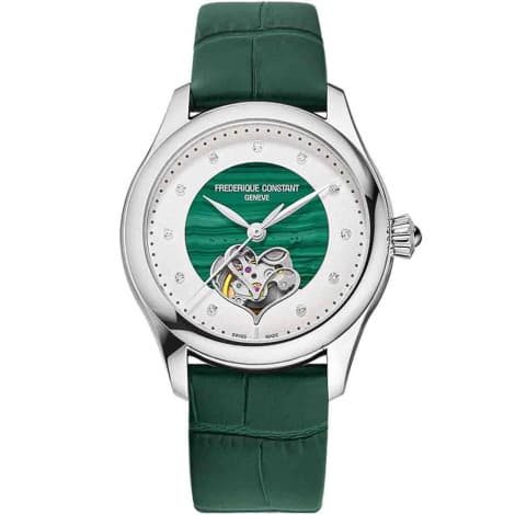 Frédérique Constant Montre Frédérique Constant Classics Ladies Automatic Double Heart Beat - Malachite Automatique Cadran Vert Bracelet Cuir - FC-313MAD3B6B-2