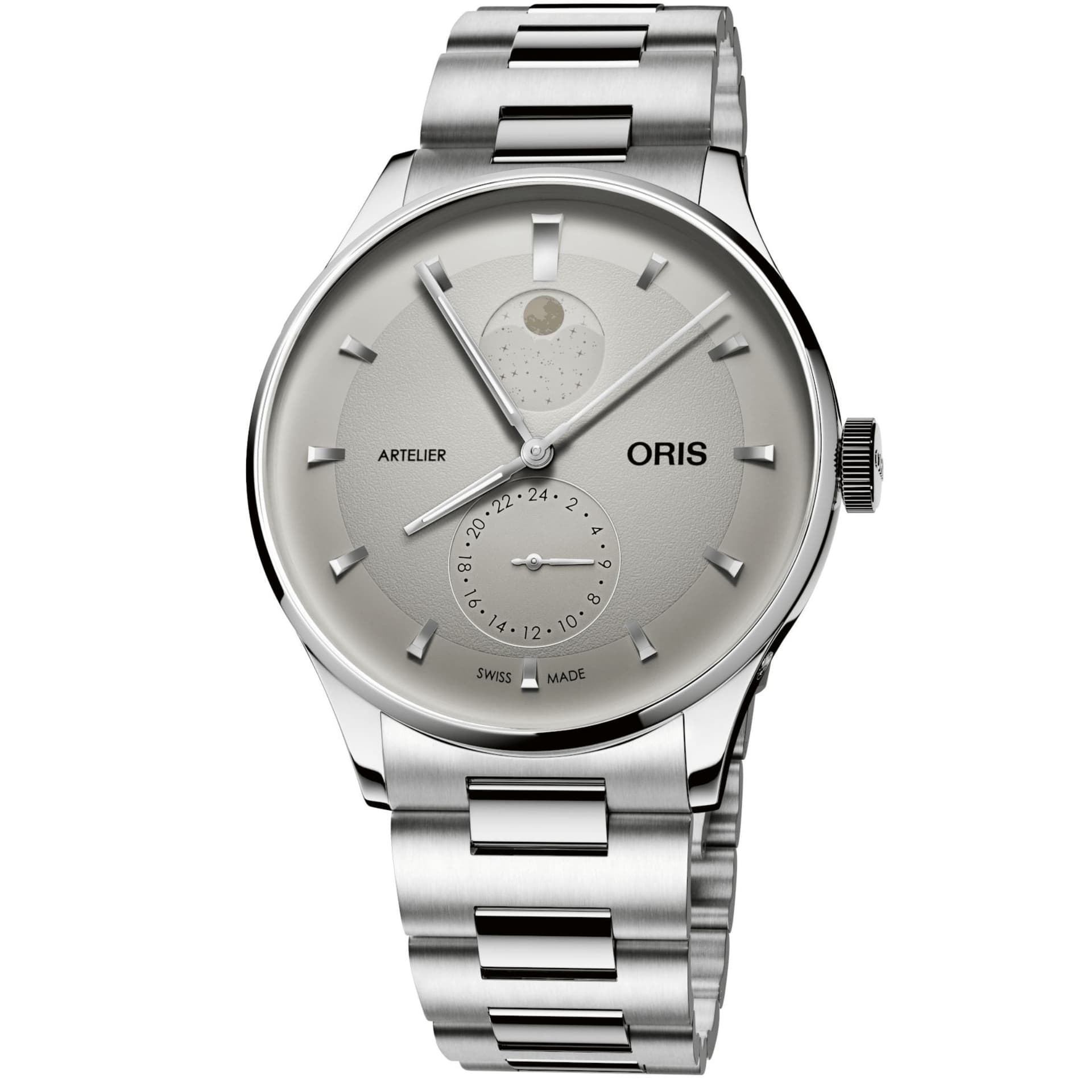 Oris Montre Oris Artelier Complication automatique cadran blanc ivoire bracelet acier 39,5 mm