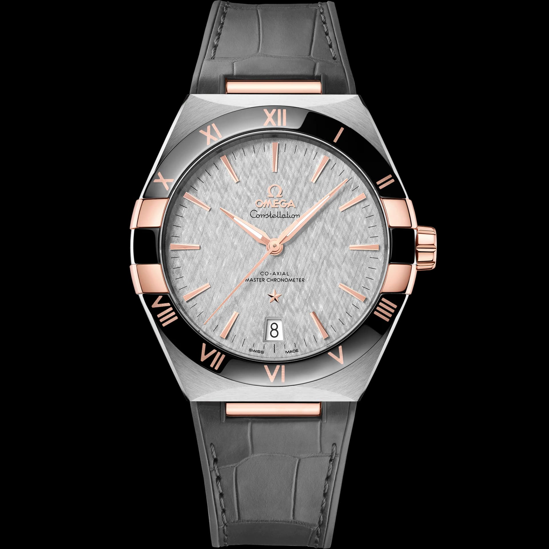 Omega Constellation 41 mm, acier - or « Sedna™ » sur bracelet en cuir