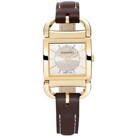 Pequignet E. Montre Pequignet Attellage Quartz - Cadran Argent - Bracelet Noir - 5895438