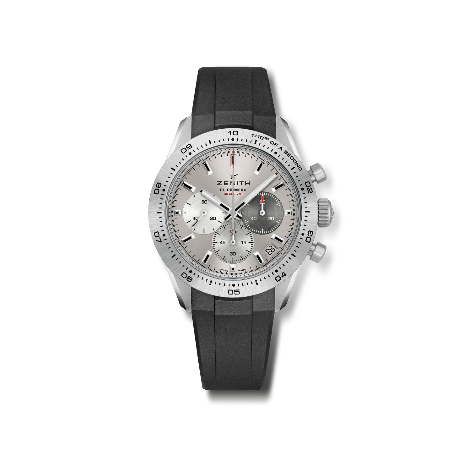 Zenith Montre Zenith Chronomaster Sport Titane automatique cadran gris bracelet caoutchouc 41 mm