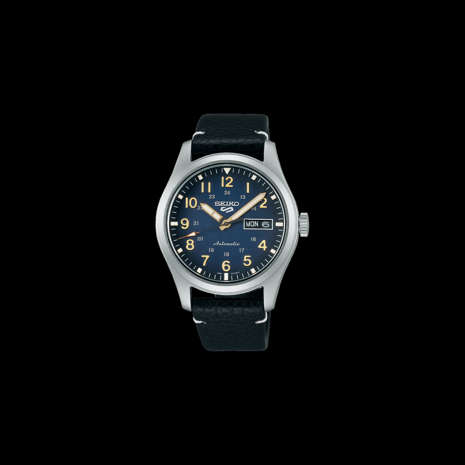 Seiko 5 — cadran bleu bracelet cuir