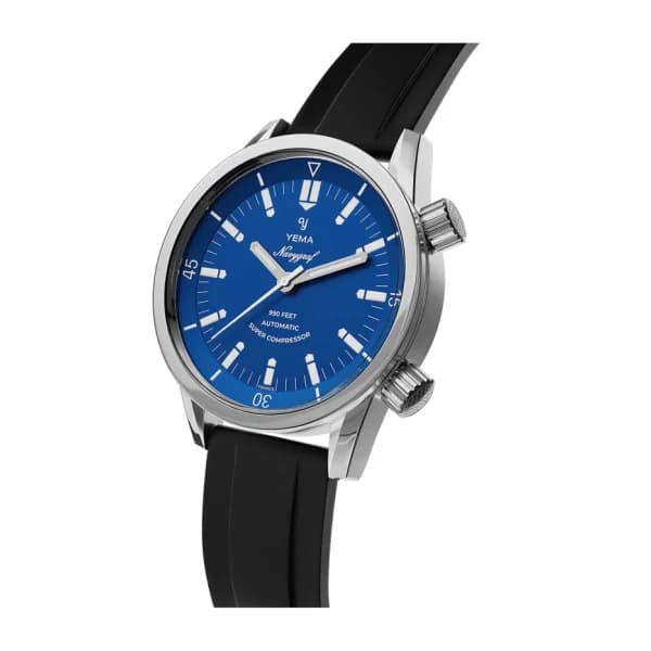 Yema Montre Yema Navygraf Super Compressor Cadran Bleu Bracelet Caoutchouc