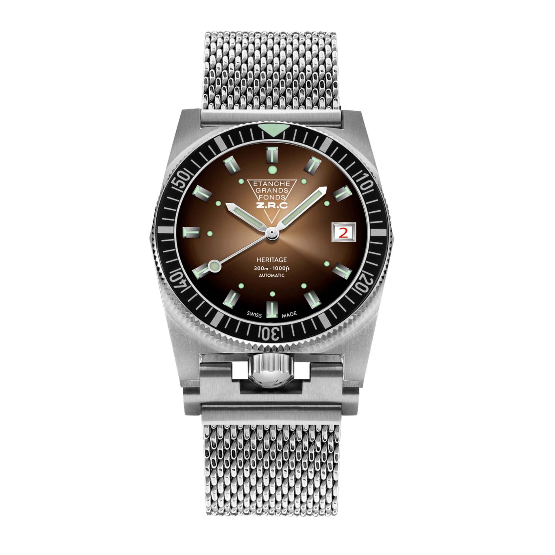 ZRC Montre ZRC GRANDS FONDS 300 HERITAGE cadran marron bracelet acier 39 mm
