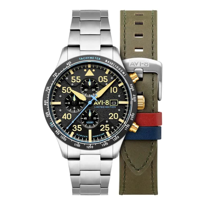 Avi-8 Montre Hawker Hurricane 90Th Anniversary Chronograph Limited Edition Thunder Black AV-4130-11
