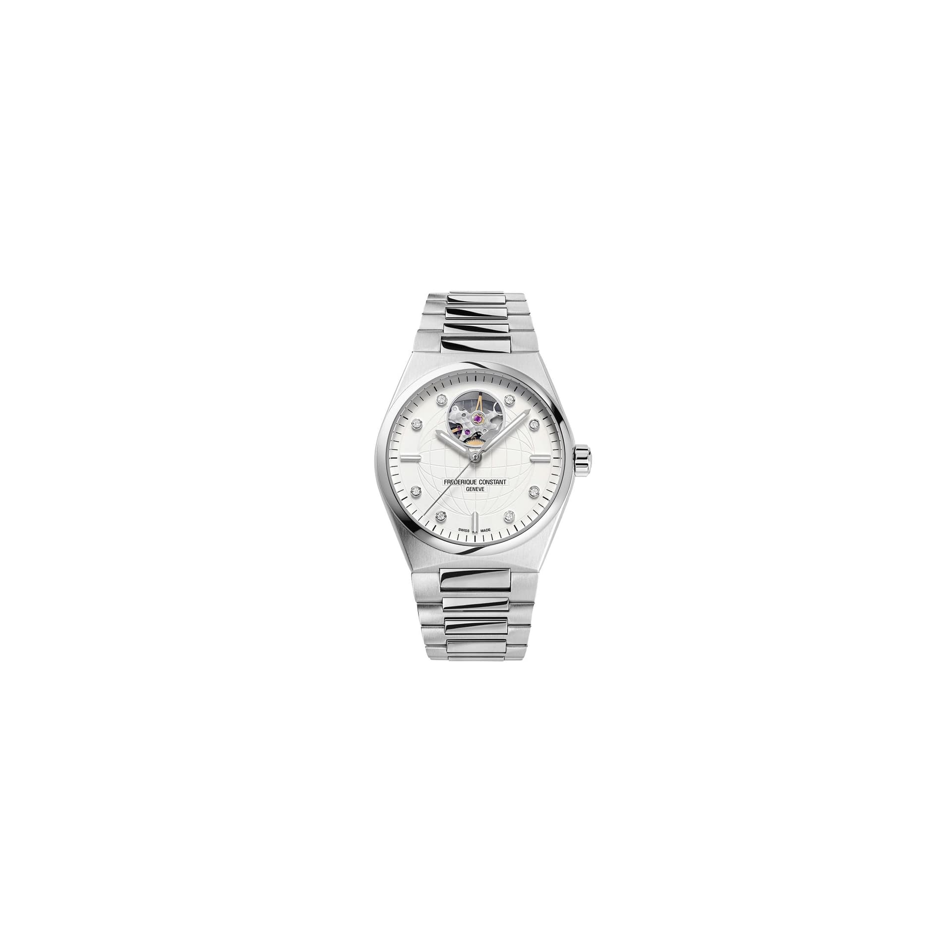 Frédérique Constant Montre Frédérique Constant Highlife Ladies Heart Beat automatique cadran argent bracelet acier 34 mm