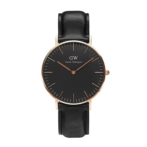 Daniel Wellington Montre Homme Daniel Wellington Classic en Cuir Noir