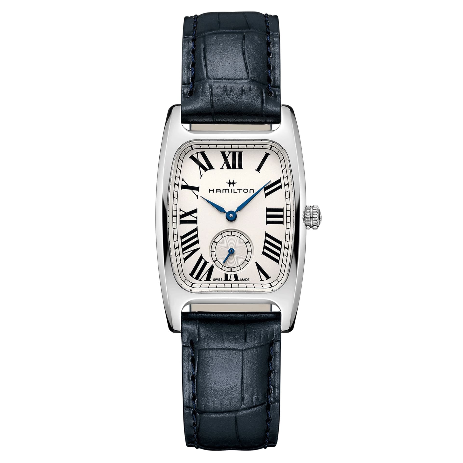 Hamilton Montre Hamilton American Classic Boulton Small Second M quartz cadran vert bracelet cuir veau bleu 27,3 x 31,1 mm