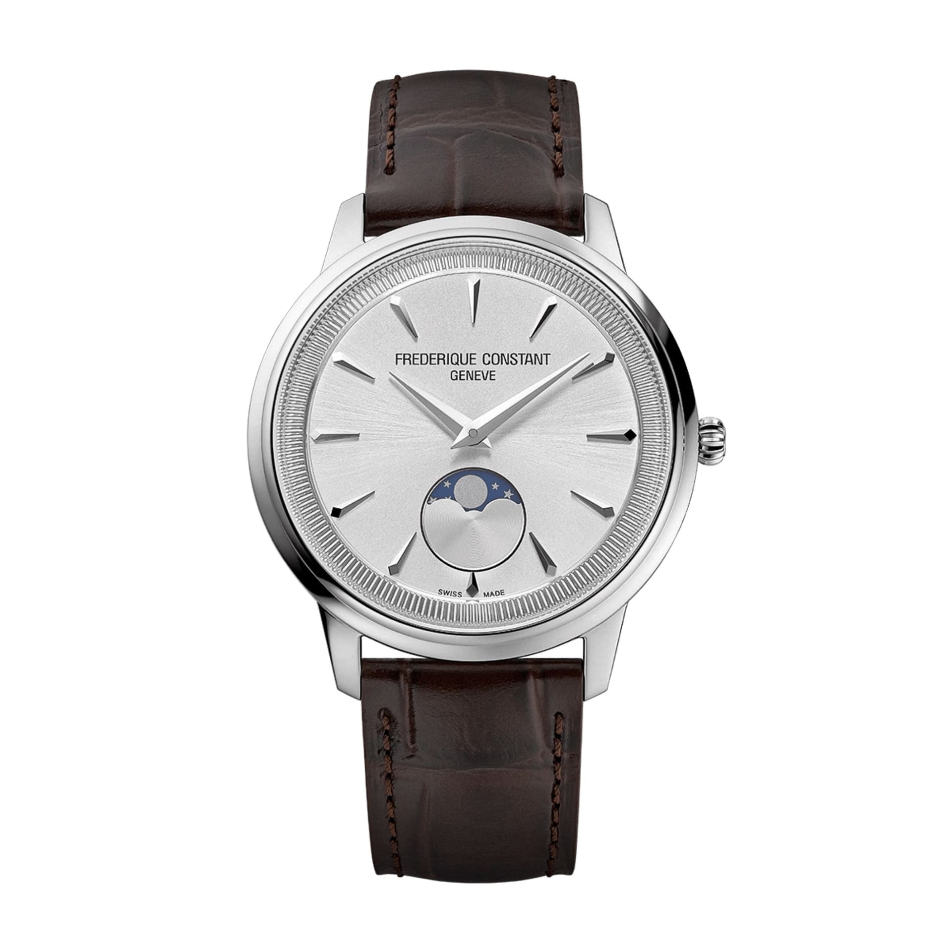 Frédérique Constant Montre Frédérique Constant Classics Moneta Moonphase quartz cadran argent bracelet cuir 37 mm