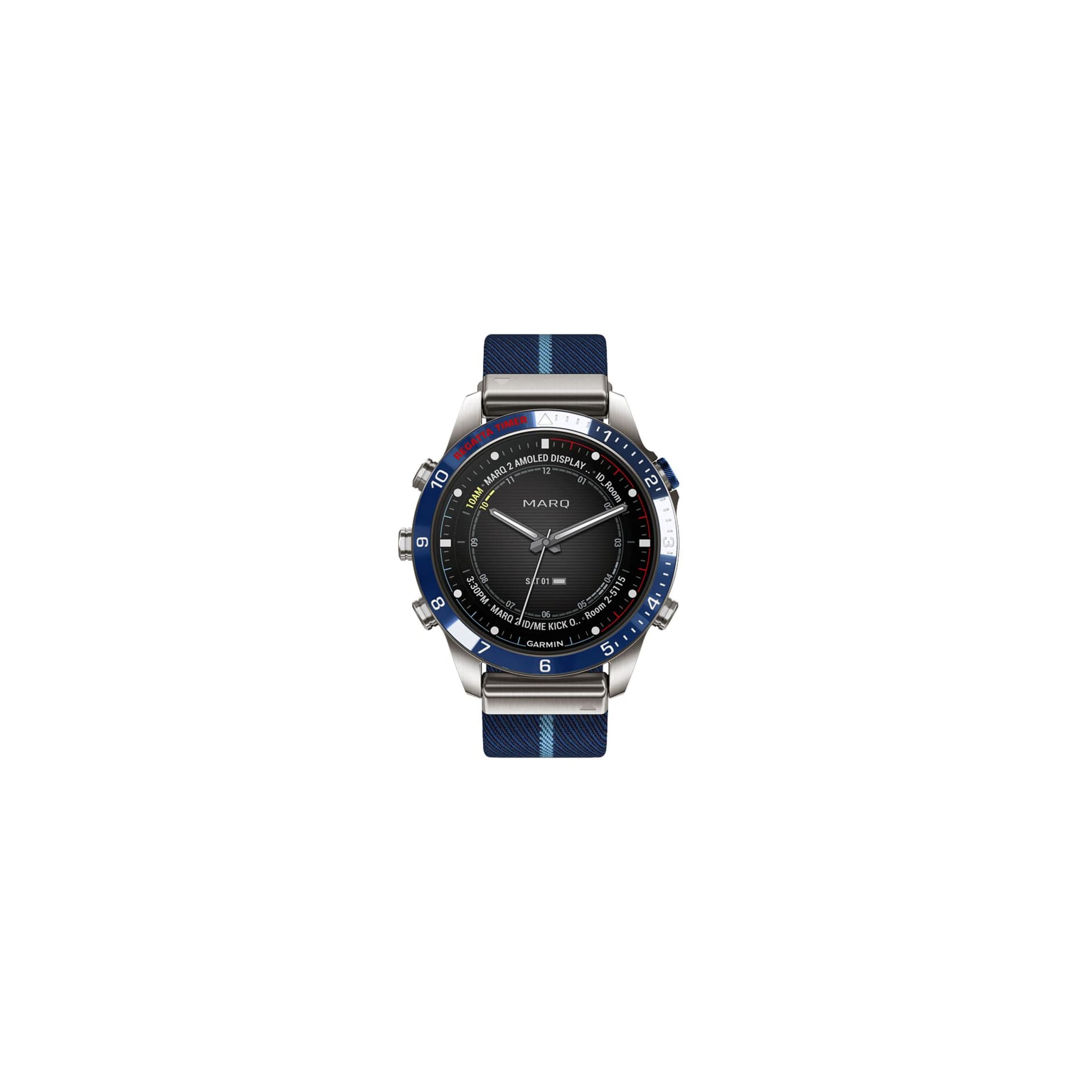 Garmin Montre Garmin Marq Gen 2 Captain saphir titane et céramique bracelet nylon bleu et bracelet silicone bleu 46 mm