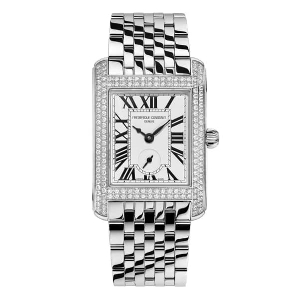 Frederique Constant Montre Frederique Constant Classics Carree Small Seconds Quartz Cadran Argent Bracelet Acier inoxydable
