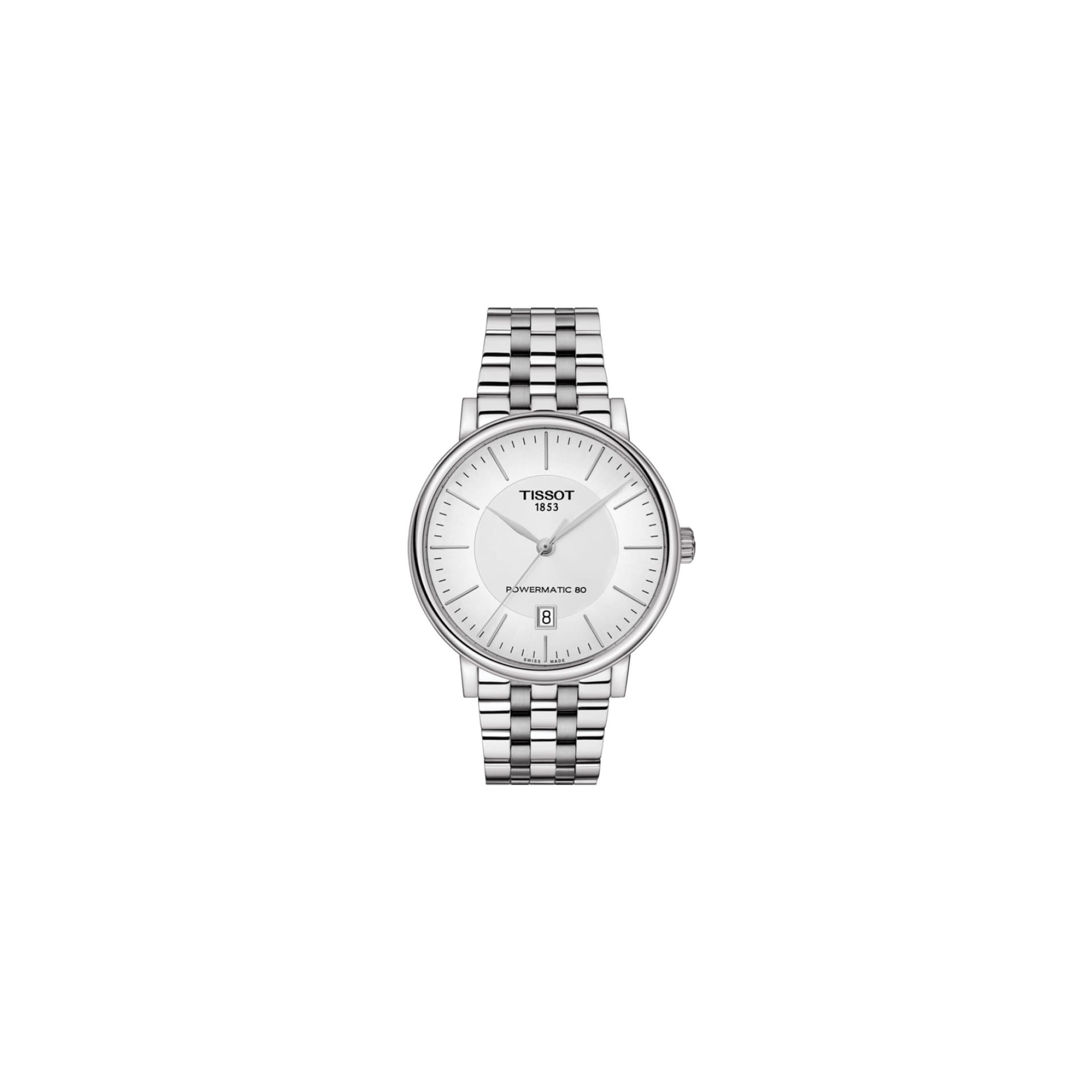 Tissot Montre Tissot T-Classic Carson Premium Powermatic 80 cadran argenté bracelet acier 40 mm