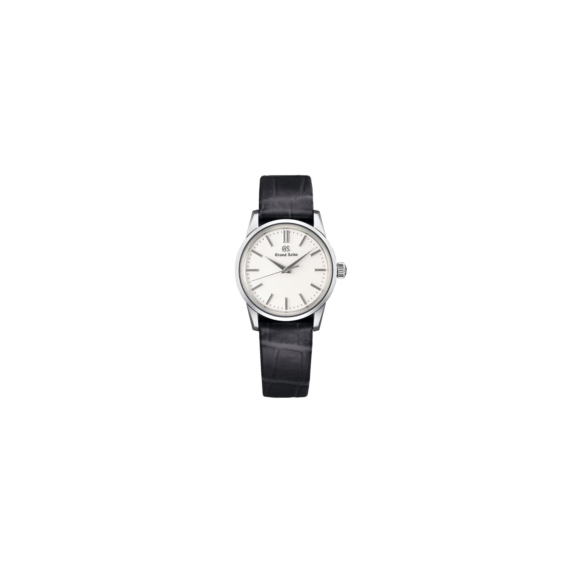 Grand Seiko Montre Grand Seiko Elegance quartz cadran blanc bracelet cuir noir 34 mm