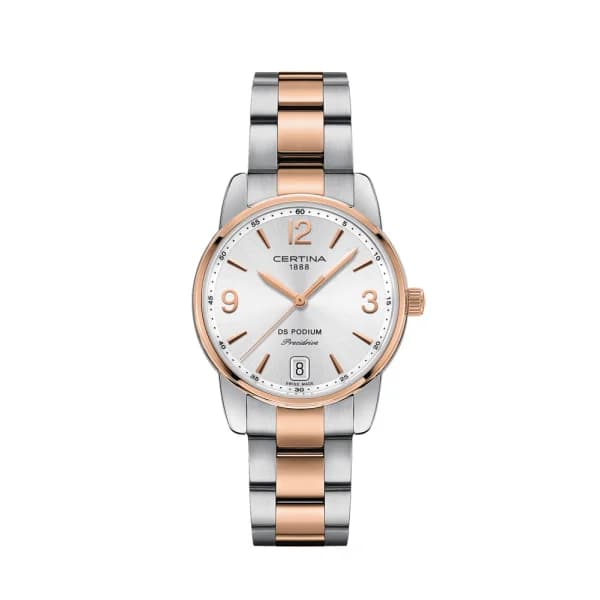 Certina Montre Certina DS Podium Lady 33mm Quartz Cadran Argent PVD Rose