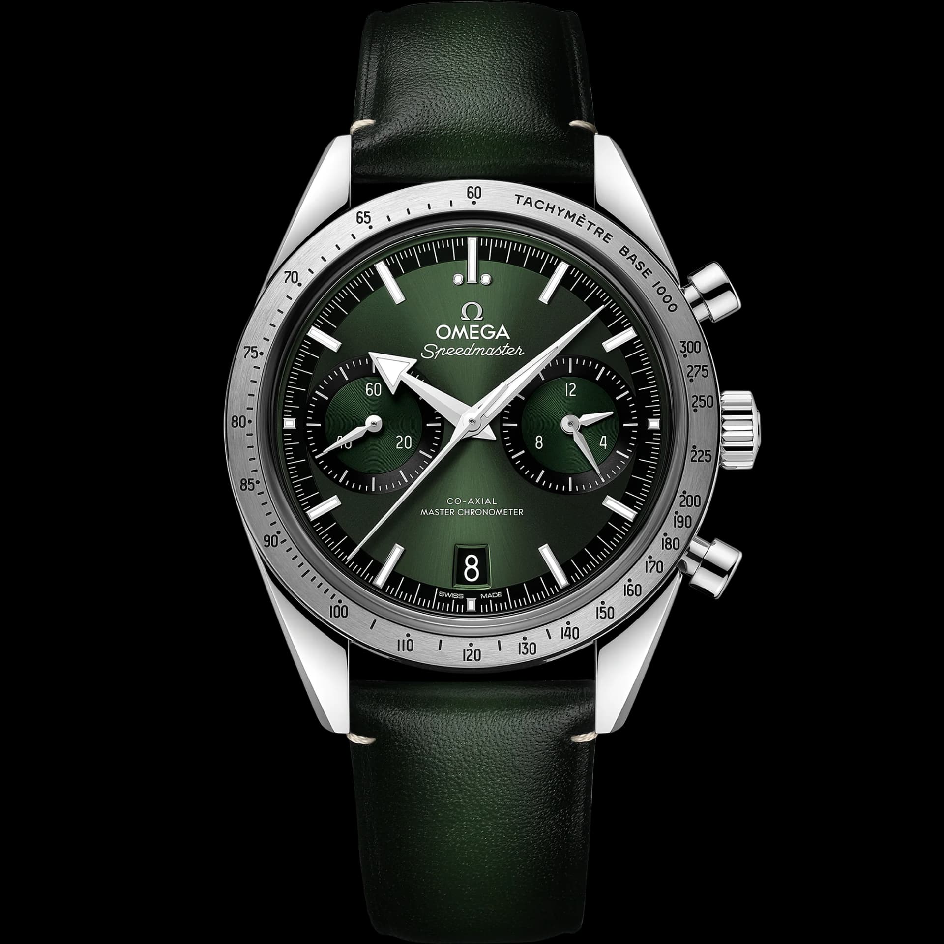 Omega Speedmaster 40,5 mm, acier sur bracelet en cuir