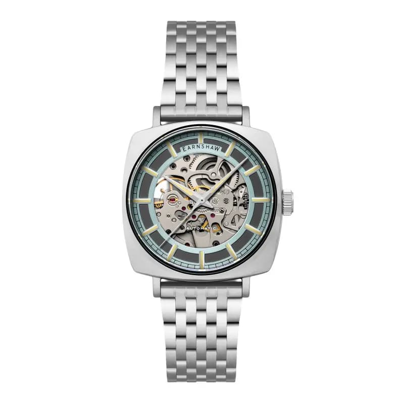 Thomas Earnshaw Montre City of London Moorgate Skeleton Automatic Lunar Silver ES-8319-22