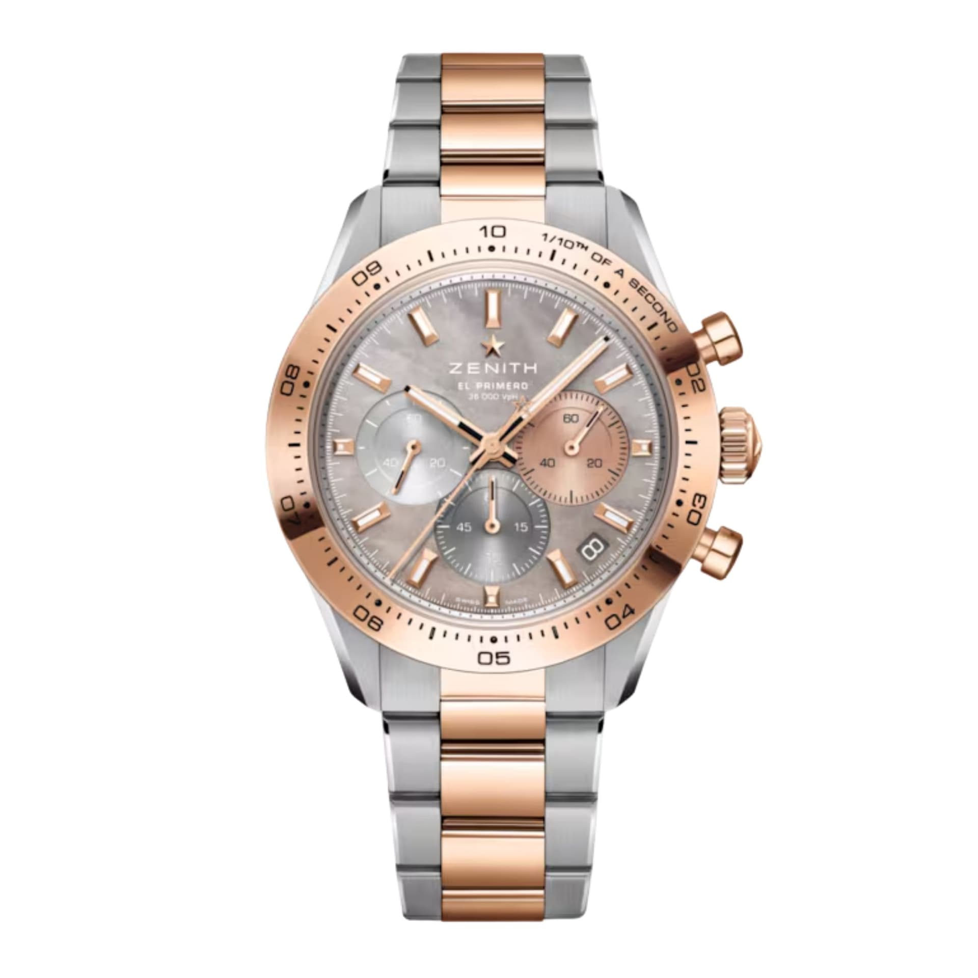Zenith Montre Zenith Chronomaster Sport automatique Acier et Or Rose cadran nacre bracelet acier 41 mm