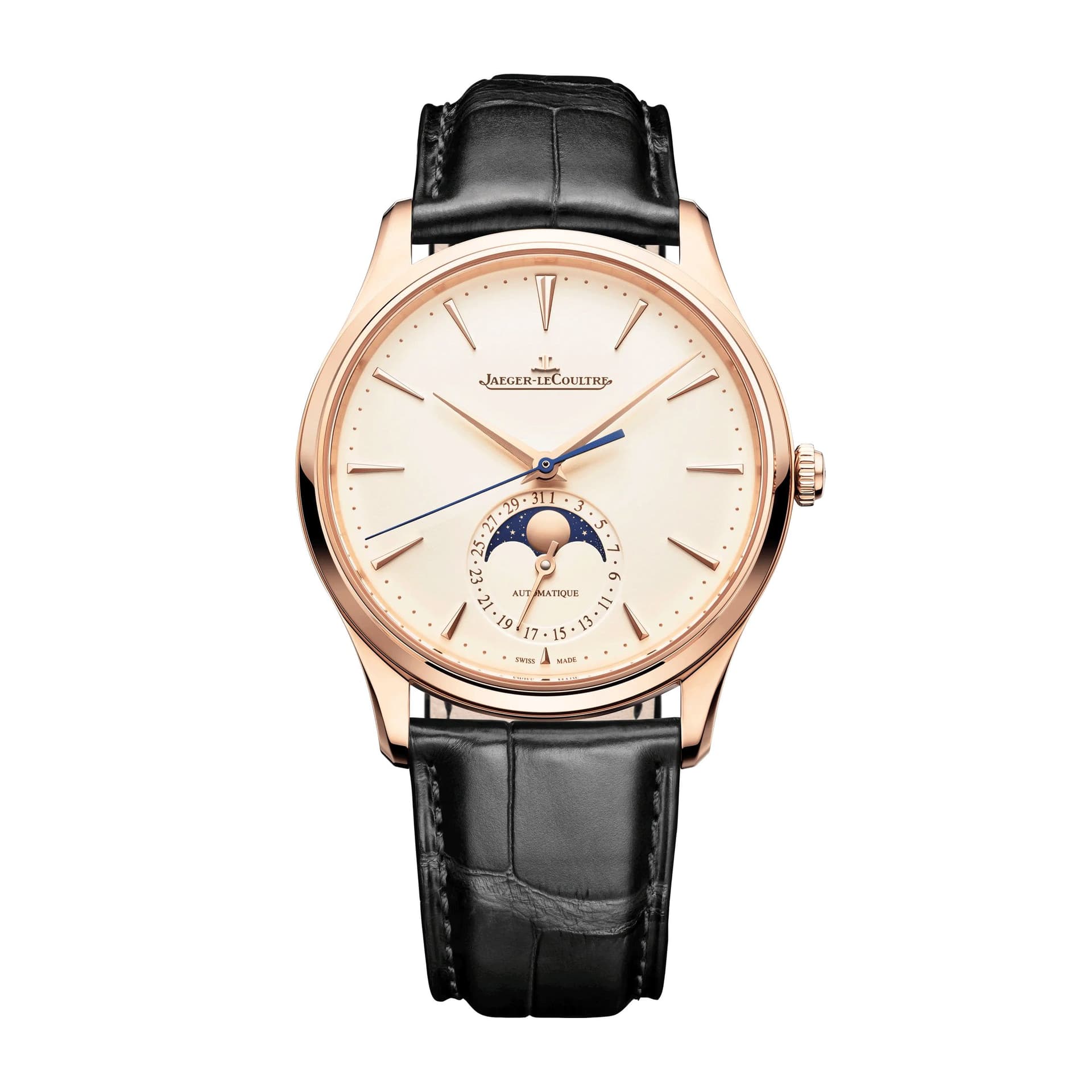 Jaeger-LeCoultre Montre Jaeger-LeCoultre Master Ultra Thin Moon automatique cadran beige bracelet cuir noir 39 mm