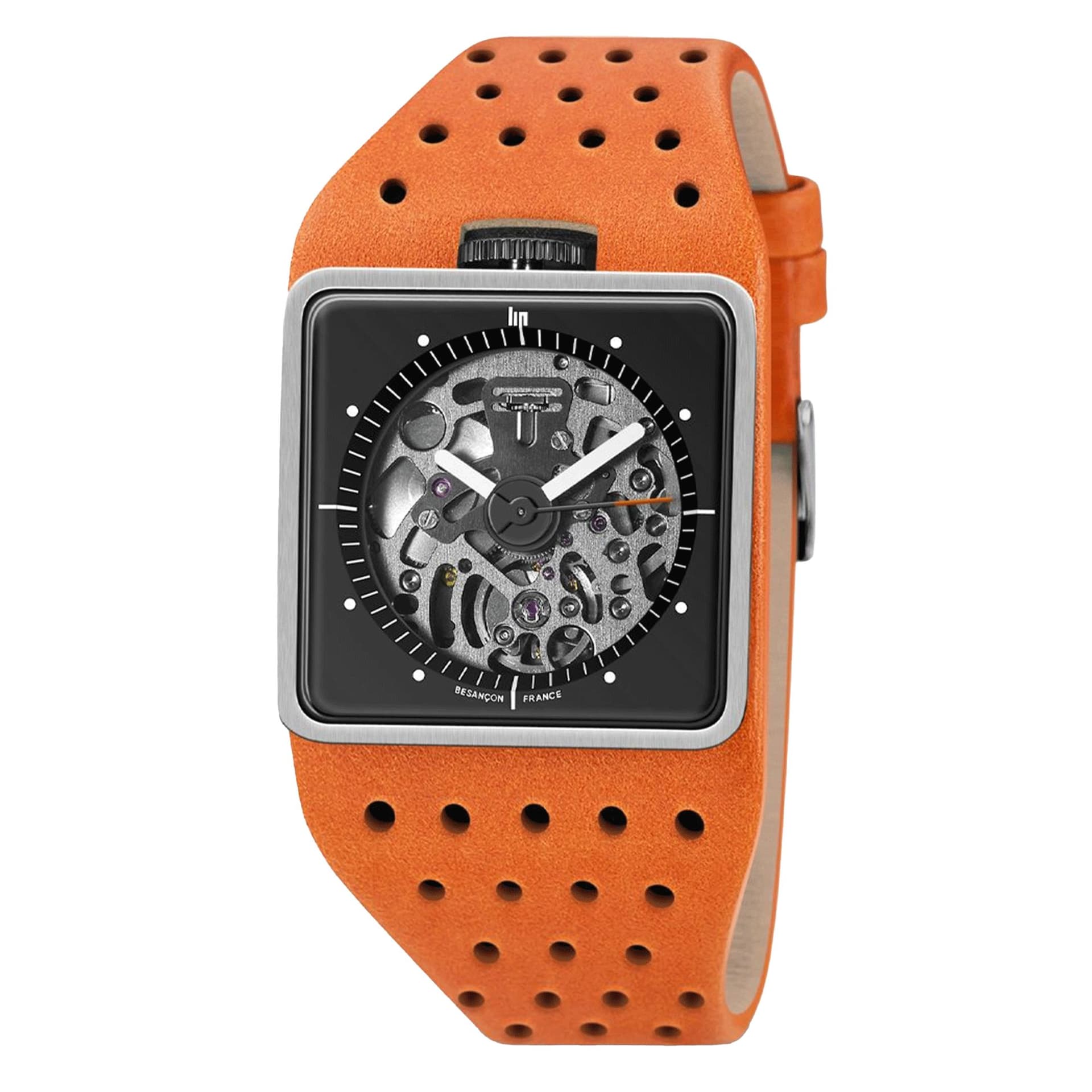 Lip Montre Lip Big TV Squelette 671660- Homme - cadran Noir- - Acier Brossé