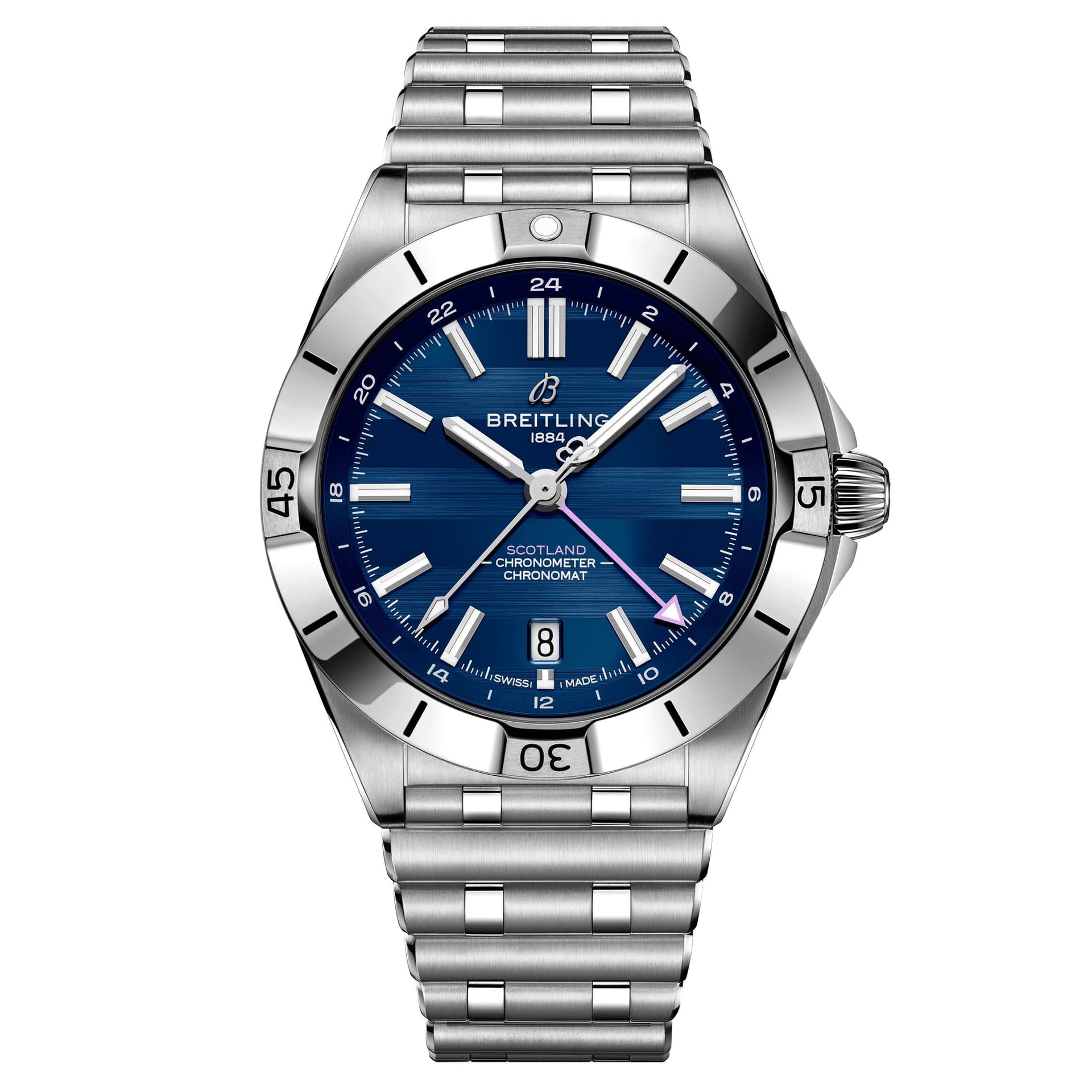Breitling Montre Breitling Chronomat GMT Six Nations Écosse automatique cadran bleu bracelet acier 40 mm
